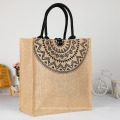 Multi-Size Custom Silkscreen Embroidery Logo Carry Bags Eco-Friendly Burlap Grocery Recycled Tote Shopping Bag with Soft Cotton Handle